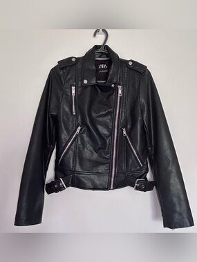 ZARA Black Faux Leather Jacket
